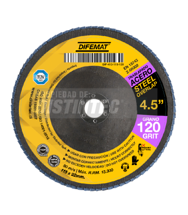 DISCO TRASLAPADO 4,5" -115 X 22. GRANO 120 - DIFEMAT®