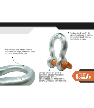GRILLETE LIRA PASADOR ROSCADO 1.1/2" - GORILA®