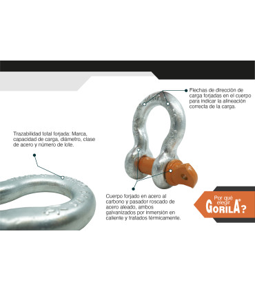 GRILLETE LIRA PASADOR ROSCADO 1/2" - GORILA®