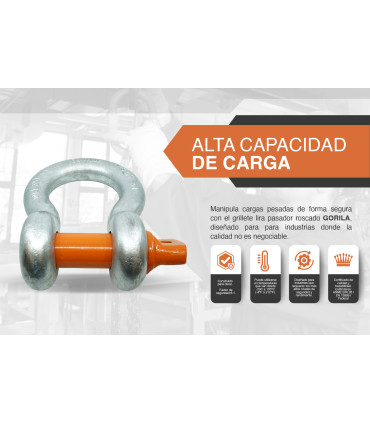 GRILLETE LIRA PASADOR ROSCADO 2" - GORILA®