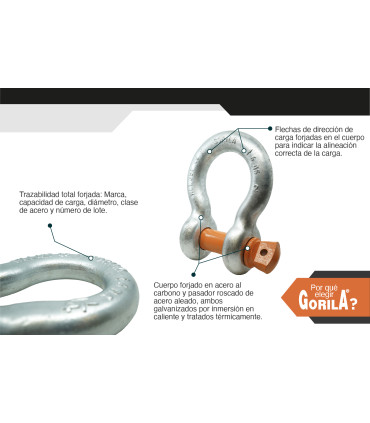 GRILLETE LIRA PASADOR ROSCADO 2" - GORILA®