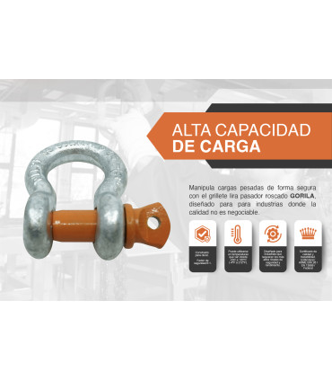 GRILLETE LIRA PASADOR ROSCADO 5/8" - GORILA®