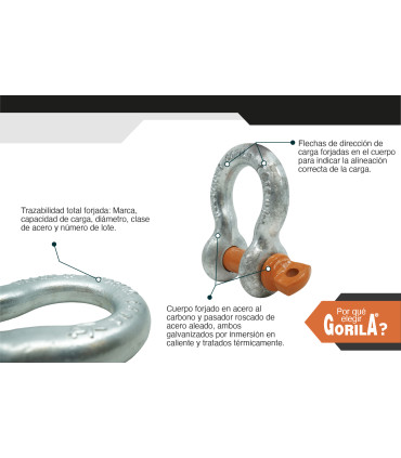 GRILLETE LIRA PASADOR ROSCADO 5/8" - GORILA®
