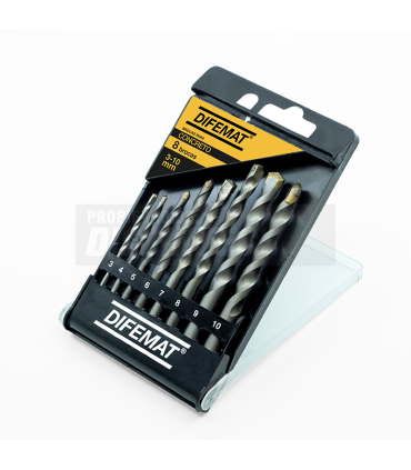SET 8 BROCAS PARA CONCRETO 3 A 10mm - DIFEMAT®