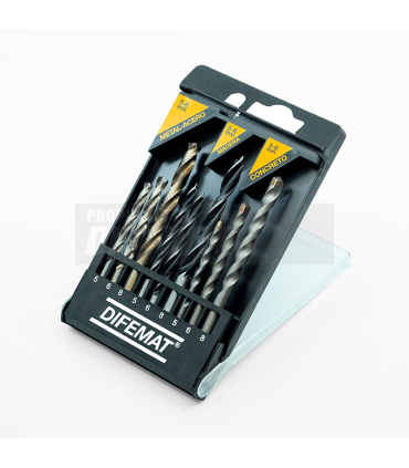 SET 9 BROCAS PARA METAL, MADERA Y CONCRETO 5 A 8mm - DIFEMAT®