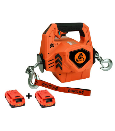 WINCHE PORTÁTIL 0,4t x 12m c/ DOS BATERÍAS DE LITIO - GORILA®